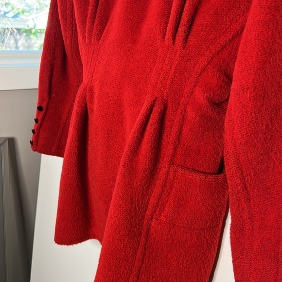 Emanuel Ungaro Parallele Paris Sz 6 Red Wood Tapered Blazer Jacket Coat - Picture 7 of 11
